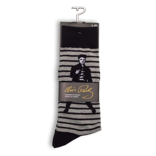 Perris Licensed Elvis Jailhouse Rock Large Crew Socks in Grey-1 Pair