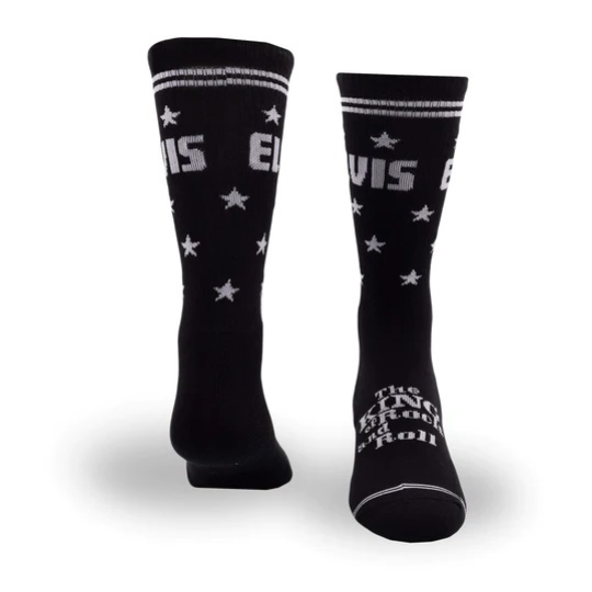 Perris Licensed Elvis The King Large Crew Socks in Black-1 Pair
