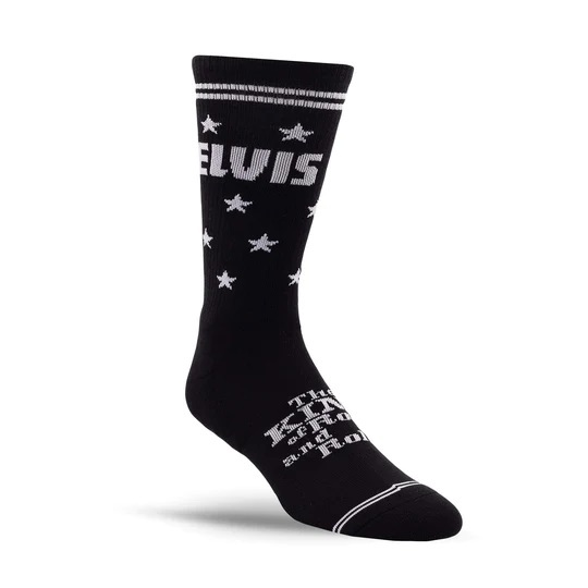 Perris Licensed Elvis The King Large Crew Socks in Black-1 Pair