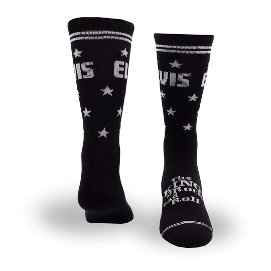 Perris Licensed Elvis The King Large Crew Socks in Black-1 Pair