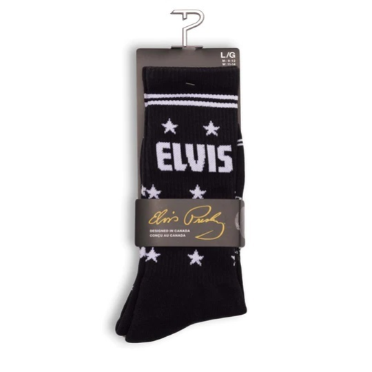 Perris Licensed Elvis The King Large Crew Socks in Black-1 Pair