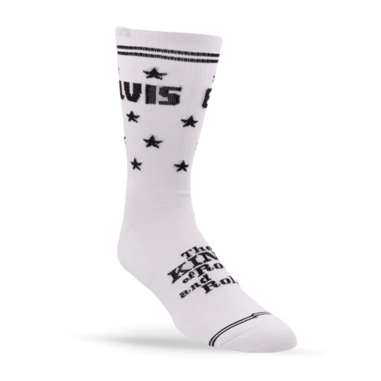 Perris Licensed Elvis The King  Large Crew Socks in White-1 Pair