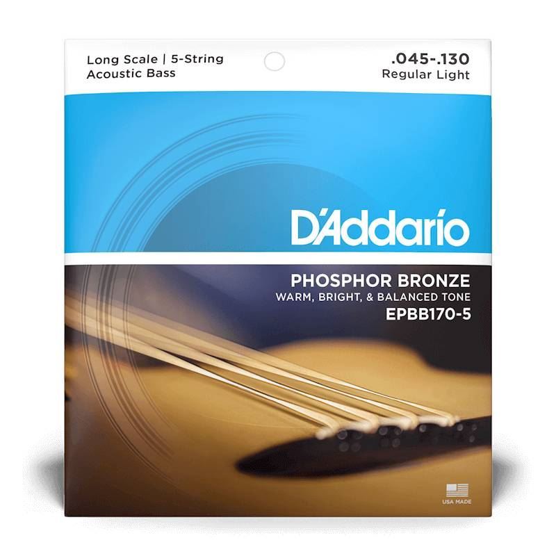 D'Addario EPBB170-5 45-130 Phosphor Bronze 4-String Acoustic Bass Guitar Strings