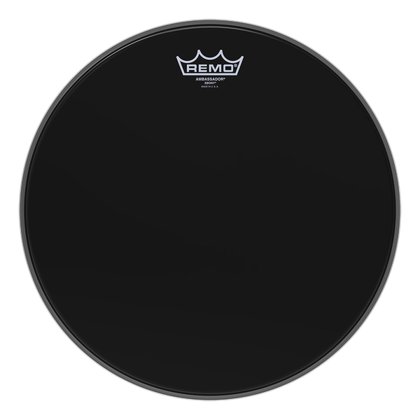 Remo Ambassador Ebony 15-inch drumhead, professional drum head for drums, with black ebony finish and durable construction.