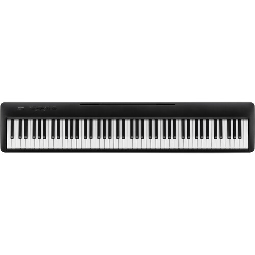 Kawai ES60 black portable digital piano with 88 keys, digital display, and sleek design, ideal for home or stage use.