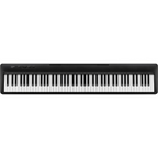Kawai ES60 black portable digital piano with 88 keys, digital display, and sleek design, ideal for home or stage use.