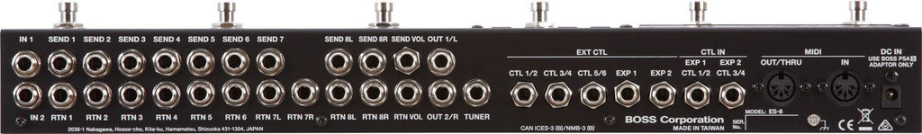 BOSS ES-8 Effects Switching System pedal with multiple effect options and footswitches for guitar and instrument effects.
