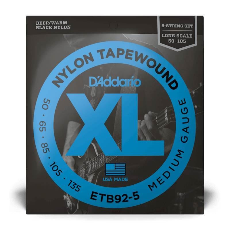 D'Addario ETB92-5 50-135 Medium Short Scale Tapewound 5-String Bass Guitar Strings