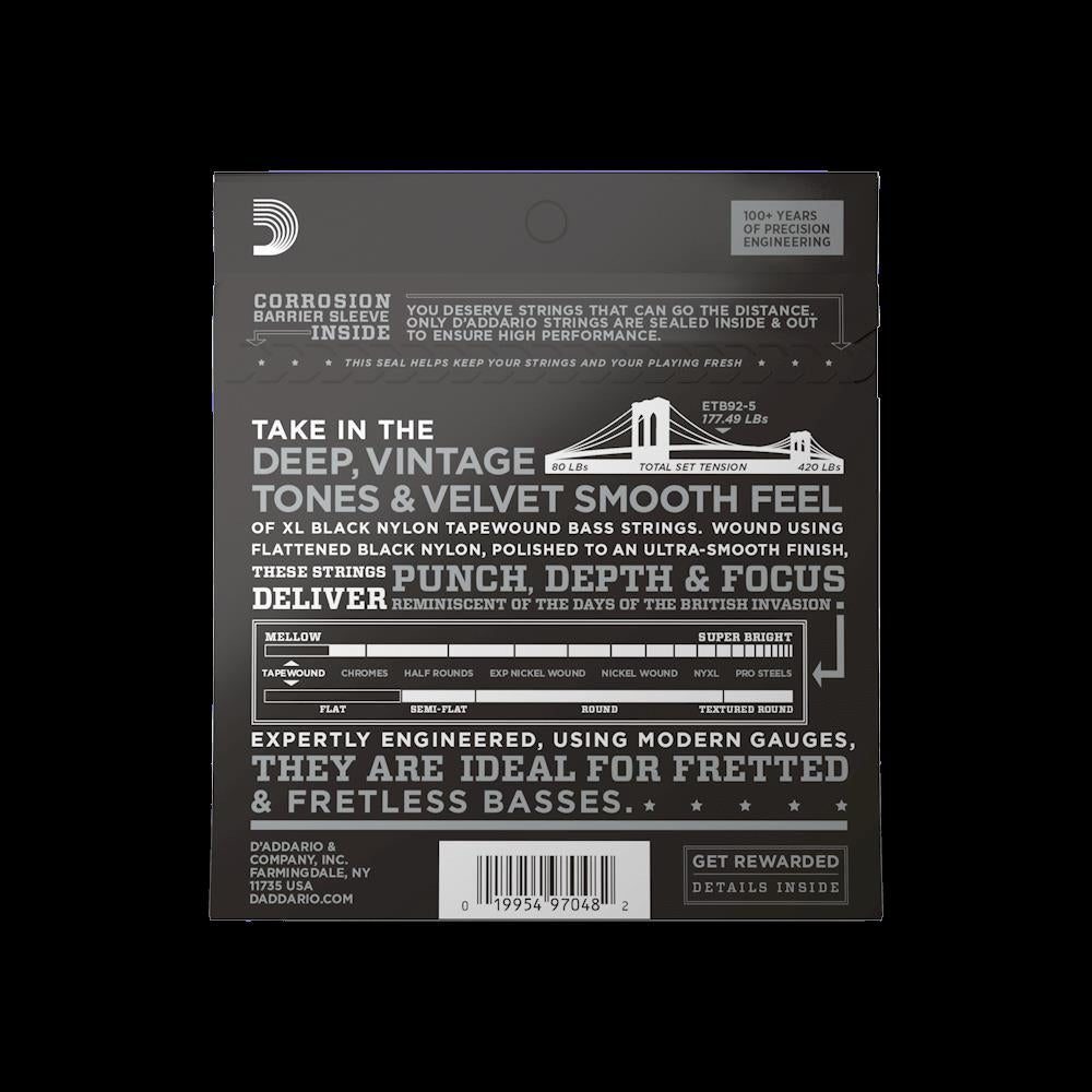 D'Addario ETB92-5 50-135 Medium Short Scale Tapewound 5-String Bass Guitar Strings