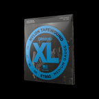 D'Addario ETB92 medium tapewound bass guitar strings in 50-105 gauge, shown on a bass guitar.