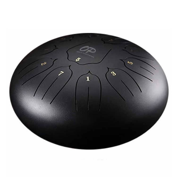 Opus Percussion 10 inch 11 Note Lotus Carved Style Tongue Drum in Black