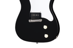 Epiphone USA Coronet electric guitar in ebony finish with sleek body and chrome hardware, showcasing its classic design.