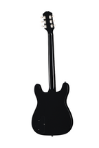 Black Epiphone USA Coronet electric guitar with sleek finish, six strings, and classic body shape.