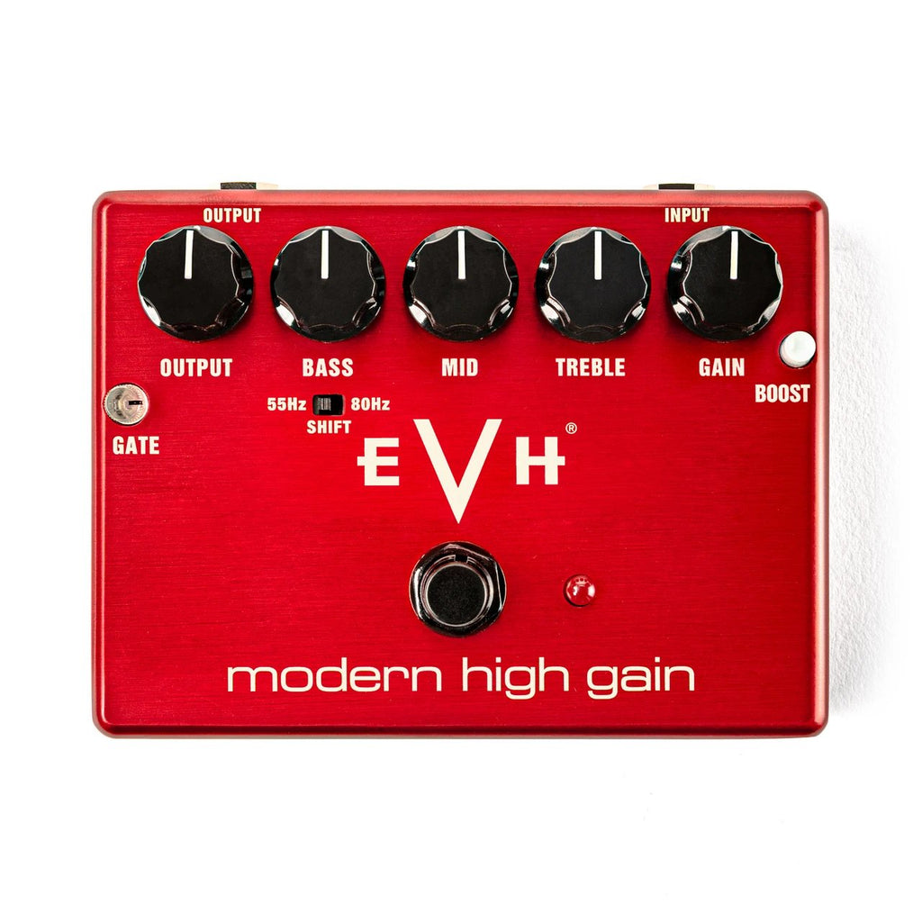 MXR EVH Modern High Gain Effects Pedal with metal enclosure and control knobs, designed for electric guitar tone shaping