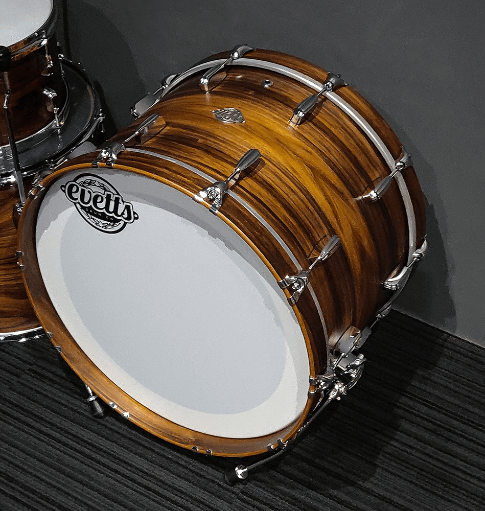 Evetts 12x8 16x16 22x14 Blackwood Drum Kit Vintage Satin Finish with Beavertail Lugs