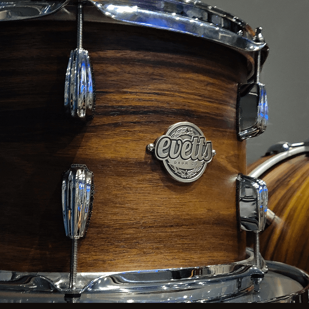 Evetts 12x8 16x16 22x14 Blackwood Drum Kit Vintage Satin Finish with Beavertail Lugs