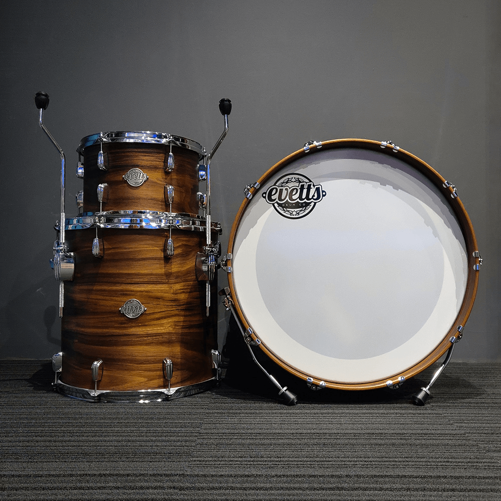 Evetts 12x8 16x16 22x14 Blackwood Drum Kit Vintage Satin Finish with Beavertail Lugs