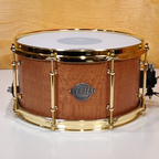 Evetts 13 x 7 Spotted Gum Snare Drum Smooth Satin Brass Plated Hardware