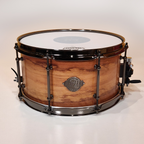 Evetts 13x7 inch Spotted Gum Snare Drum in Smooth Satin with Nickel Black Hardware
