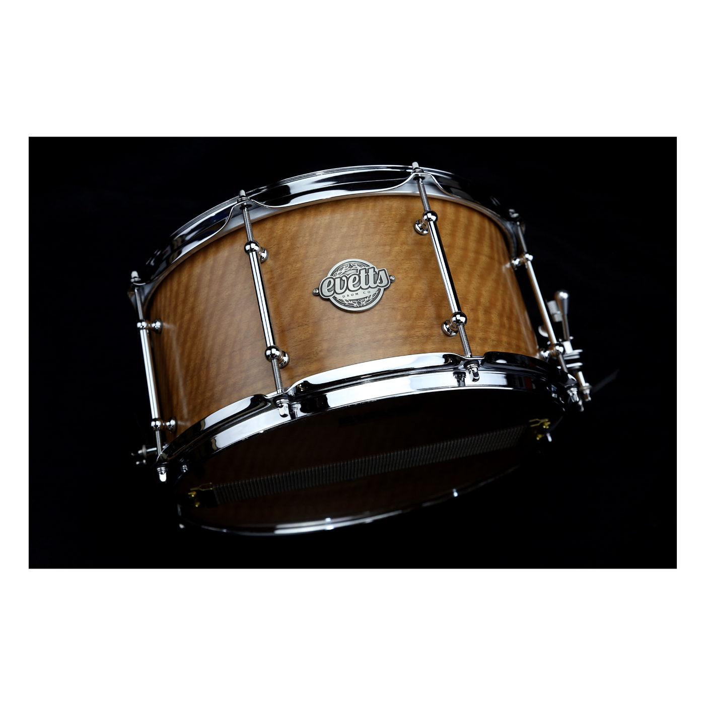 Evetts 13 x 7 inch Spotted Gum Snare Drum in Smooth Satin Lacquer