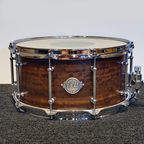 Evetts 14 x 7 Spotted Gum Snare Drum Smooth Satin Smoked Figured Eucalypt