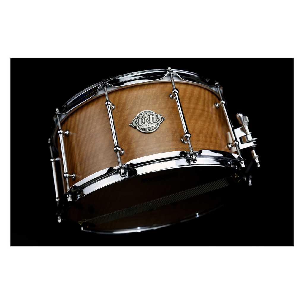 Evetts 14 x 7 inch Spotted Gum Snare Drum in Smooth Satin