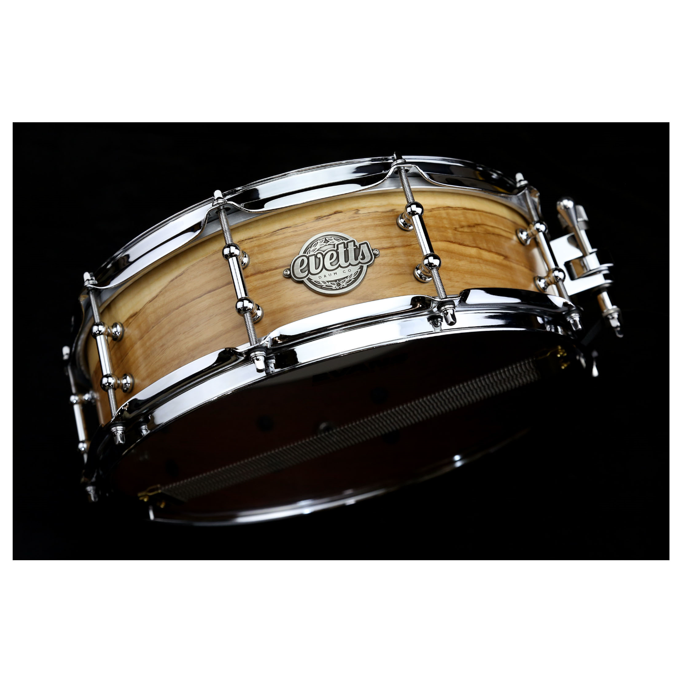 Evetts Drum 14 x 4.5 inch Jarrah Ply Snare Drum in Smooth Satin - European Olive Ash