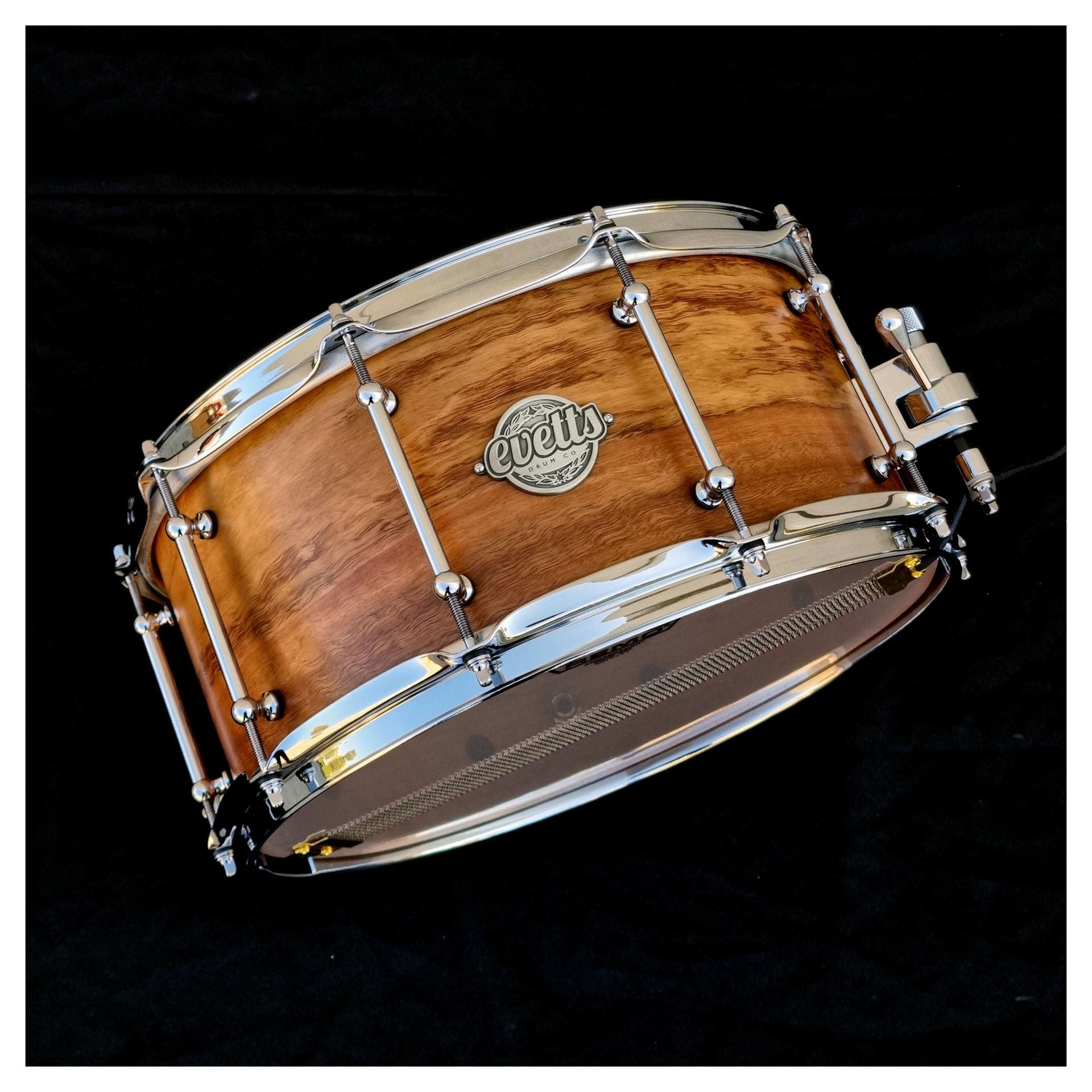Evetts 14 x 6.5 inch Spotted Gum - Snare Drum - Smooth Satin