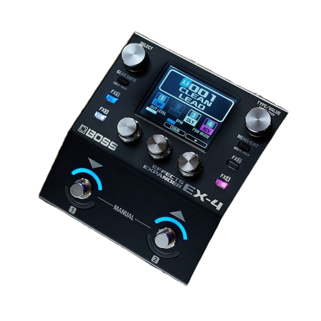 BOSS EX4 Effects Expander Pedal with multiple control knobs and input/output jacks for guitar effects processing.