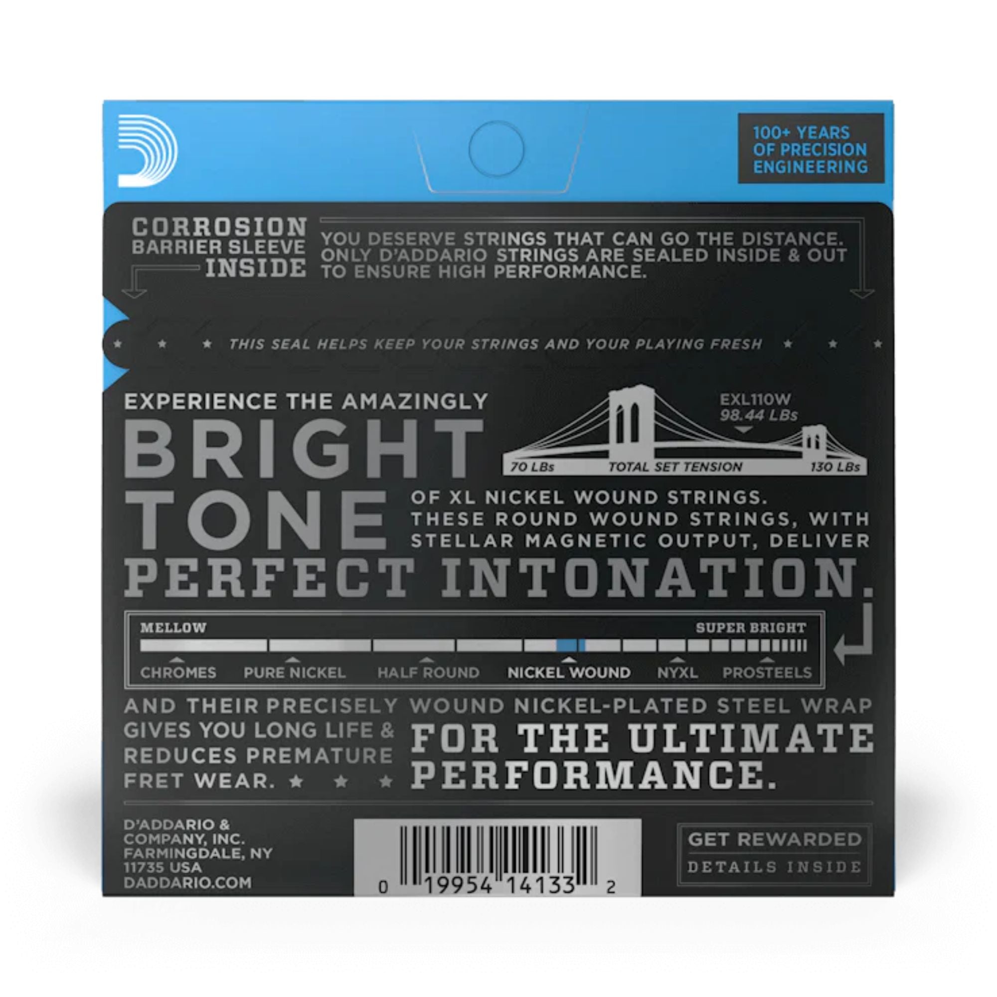 DAddario EXL110W Wound Thirds Electric Guitar Strings 10-46 Regular Light