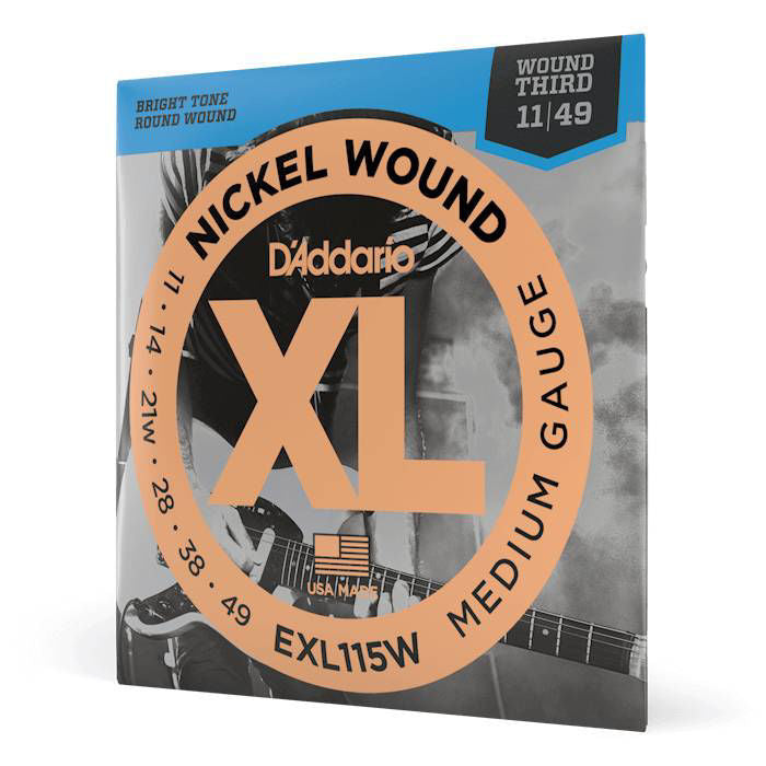 D'Addario EXL115W 11-49 Medium Nickel Wound Electric Guitar Strings