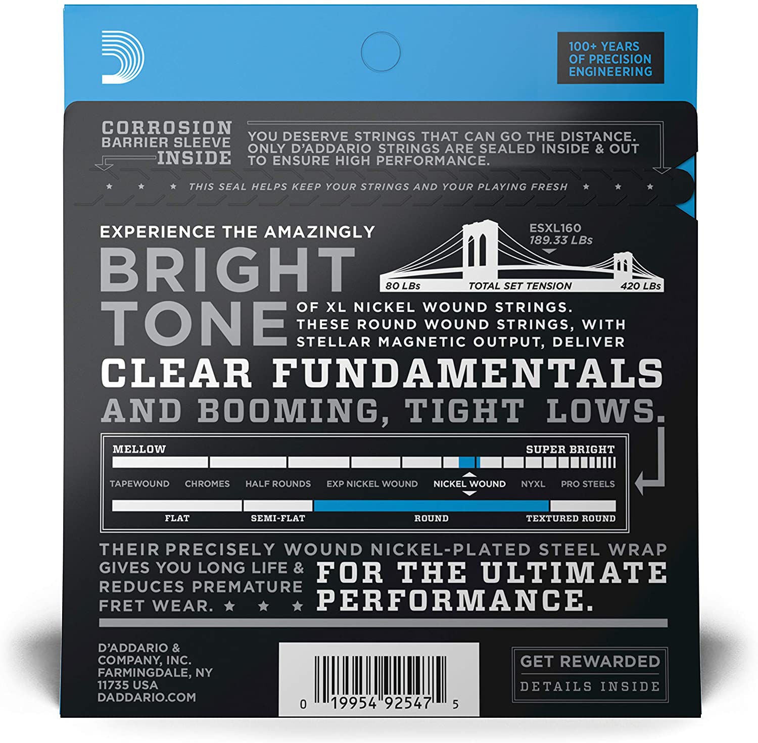 D'Addario EXL115W 11-49 Medium Nickel Wound Electric Guitar Strings