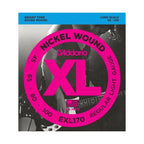 D'Addario EXL170 light gauge bass guitar strings, 45-100, long scale, with metal winding and clear packaging.