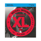 D'Addario EXL230 heavy bass guitar strings in 55-110 gauge on a long scale, shown coiled and ready for installation.