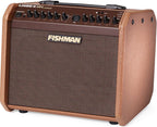 Fishman Loudbox Mini Charge acoustic guitar amplifier with built-in speaker and controls, designed for musicians on the go.