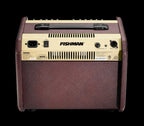 Fishman Loudbox Mini Bluetooth acoustic guitar amplifier with control knobs and speaker grill, compact and portable design.