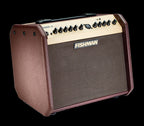 Fishman Loudbox Mini Bluetooth acoustic guitar amplifier with control knobs and display, designed for live sound and practice.