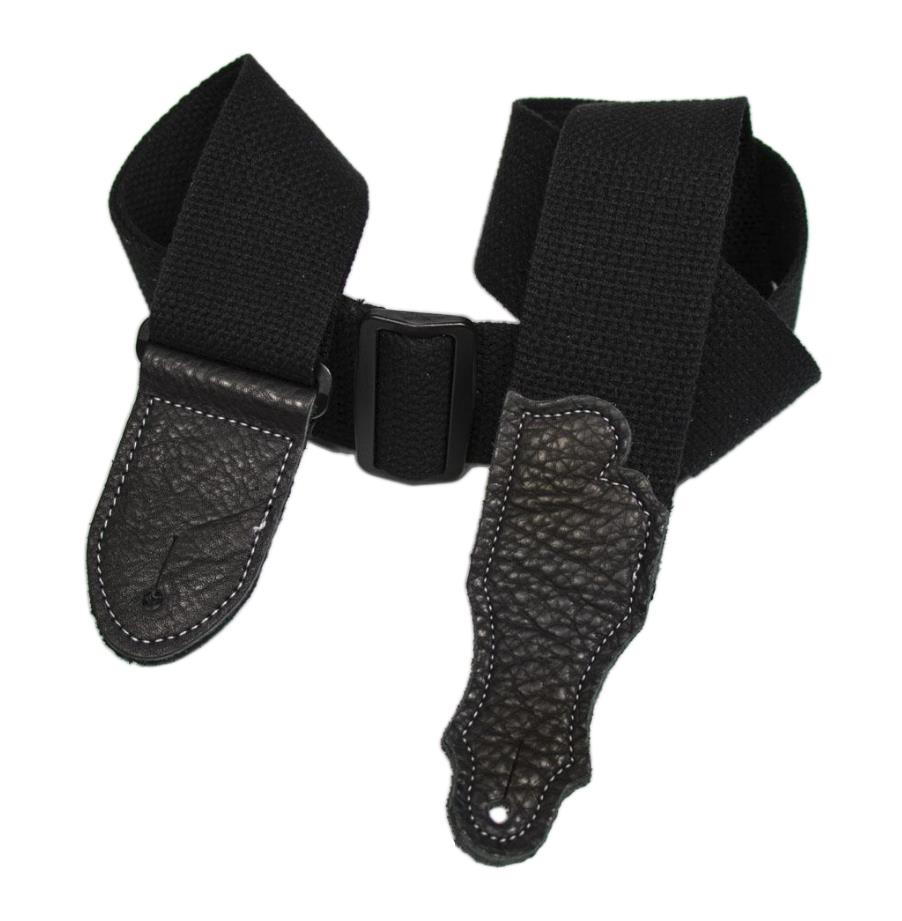 Franklin 2 Inch Black Cotton with Black End Tab Guitar Strap