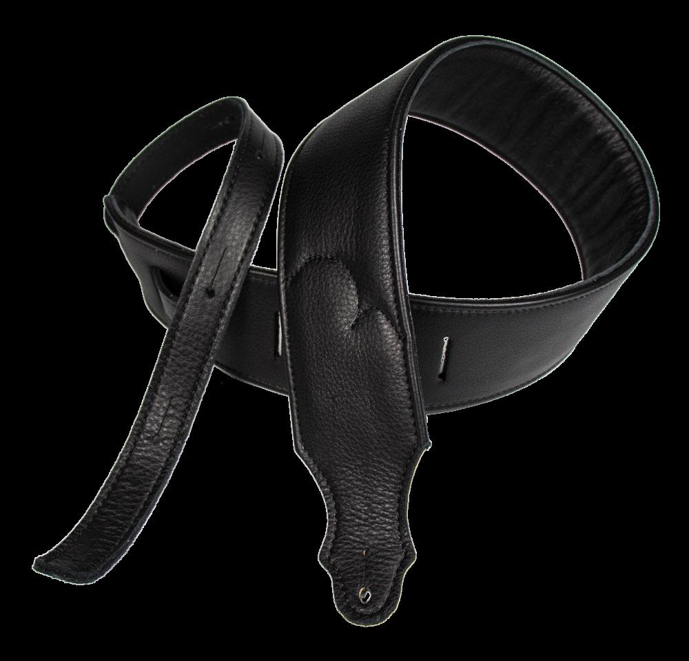 Franklin 2.5 Inch Padded Black Glove Leather with Black Stitching Guitar Strap