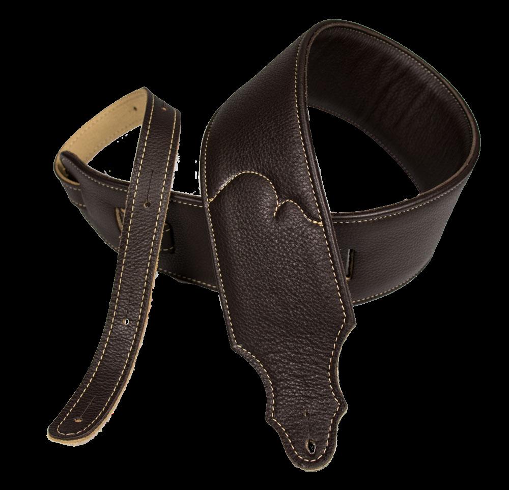 Franklin 2.5 Inch Padded Chocolate Glove Leather with Natural Stitching Guitar Strap