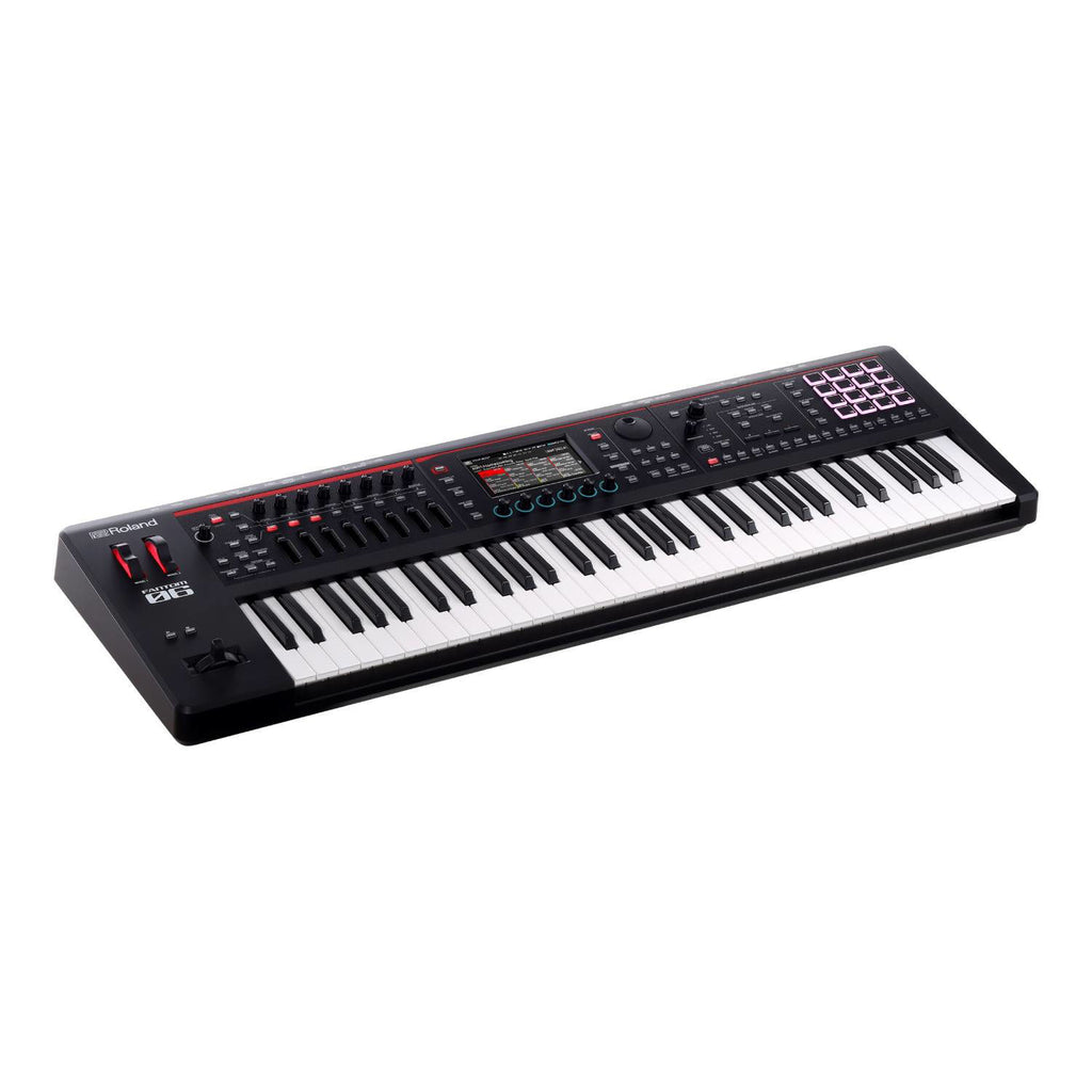 Roland FANTOM-06 workstation synthesizer with keyboard and control panel, versatile music production instrument.