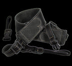 Franklin 2.5 Inch Banjo Black Glove Leather with Black Suede Ends Strap
