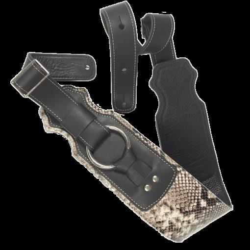 Franklin 3.5 Snake Skin on Black Leather with Chrome Ring Guitar Strap