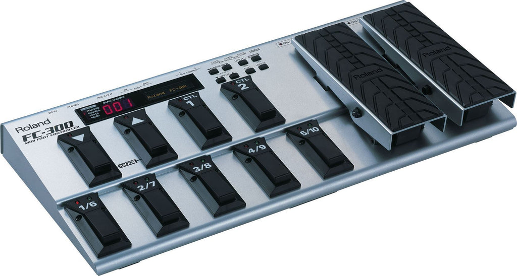 Roland FC-300 MIDI foot controller with multiple foot switches and expression pedal for effects control and performance.