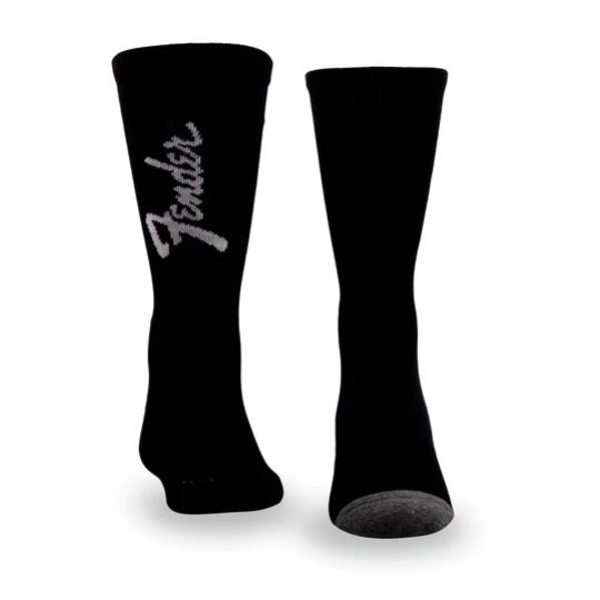 Perris Licensed FenderExploded Logo Large Crew Socks in Black-3 Pair