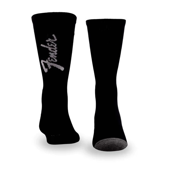 Perris Licensed FenderExploded Logo Large Crew Socks in Black-3 Pair
