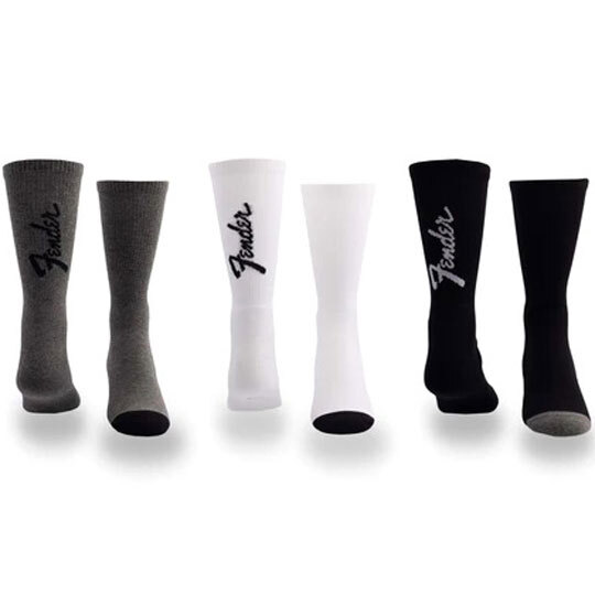 Perris Licensed Fender Exploded Logo Large Crew Socks in Asst-3 Pair
