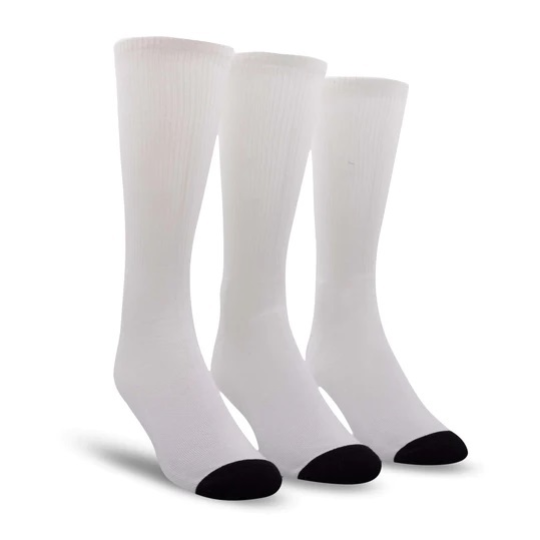Perris Licensed Fender Exploded Logo Large Crew Socks in White-3 Pair