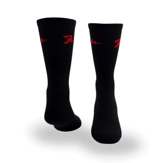 Perris Licensed Fender ClassicLarge Crew Socks in Black-3 Pair