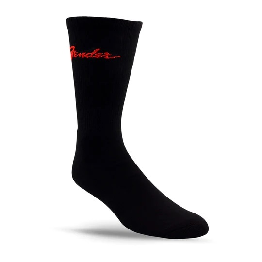 Perris Licensed Fender ClassicLarge Crew Socks in Black-3 Pair